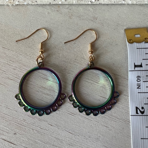 Rainbow Holographic Dangle Earrings - Picture 3 of 3